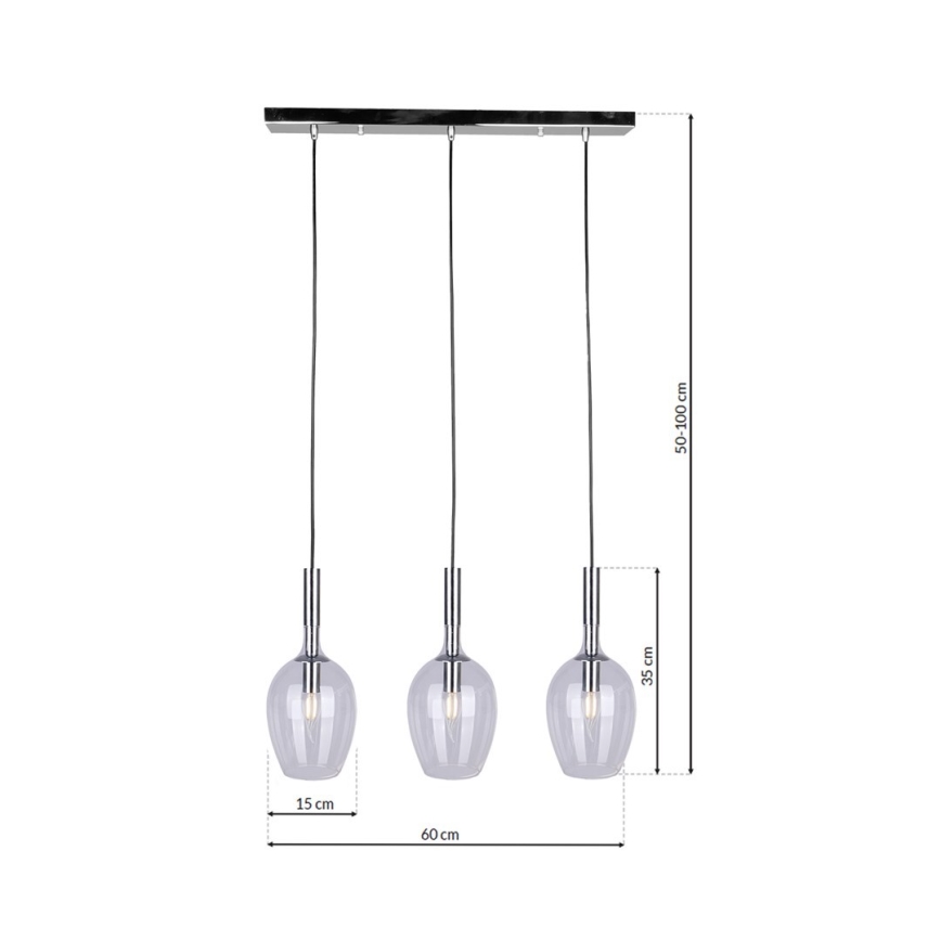Chandelier on a string TANGO 3xE14/40W/230V clear