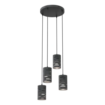 Chandelier on a string TANK 4xE27/15W/230V black