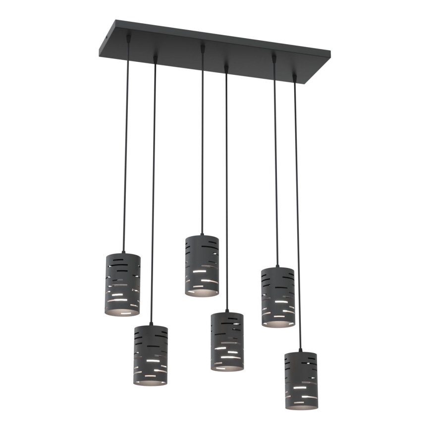 Chandelier on a string TANK 6xE27/15W/230V black