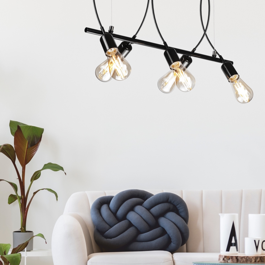 Chandelier on a string TARO 5xE27/60W/230V black