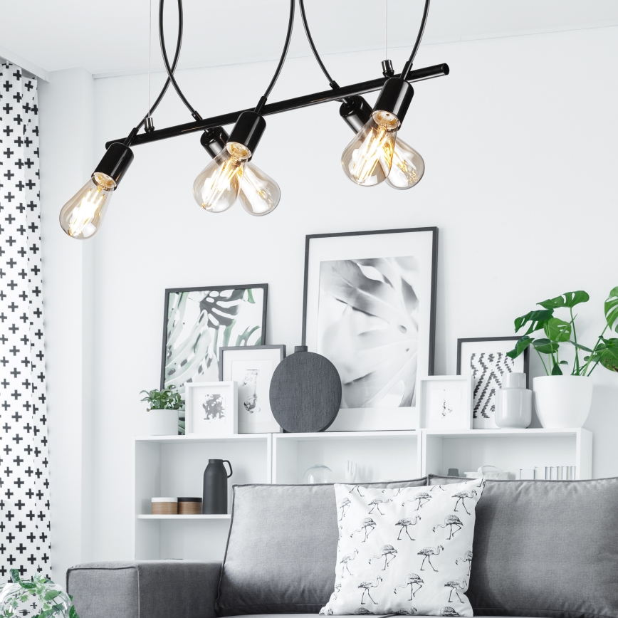 Chandelier on a string TARO 5xE27/60W/230V black