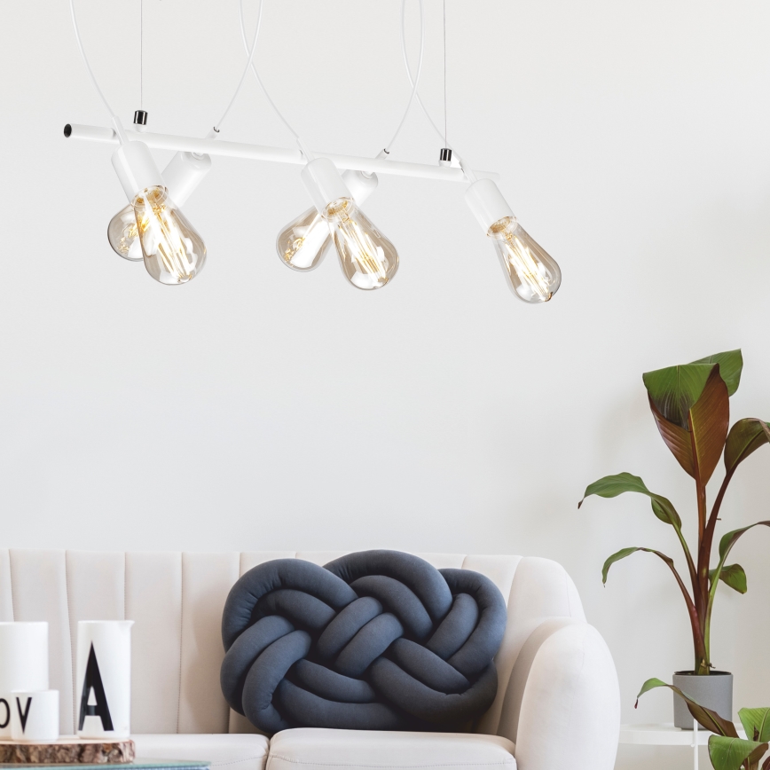 Chandelier on a string TARO 5xE27/60W/230V white