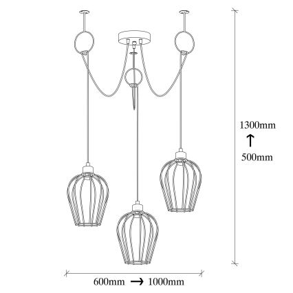 Chandelier on a string TEL 3xE27/40W/230V spider