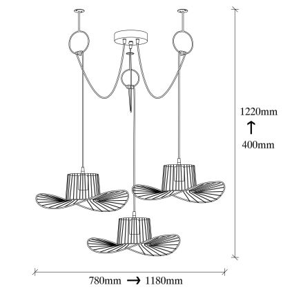 Chandelier on a string TEL 3xE27/40W/230V spider