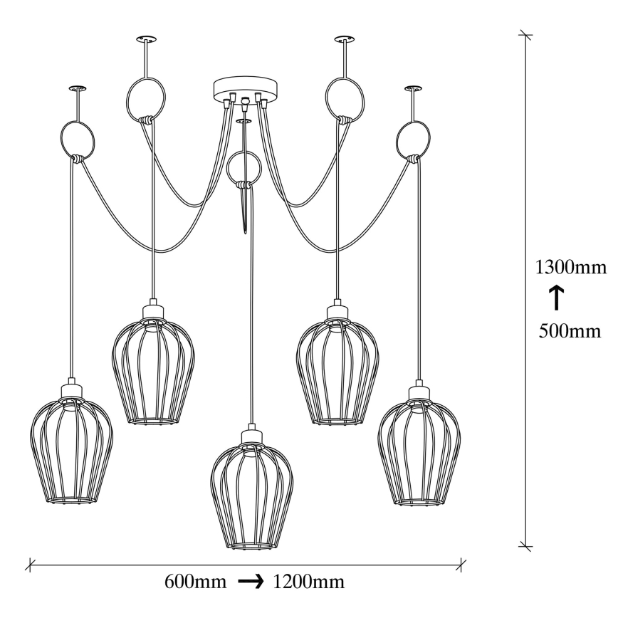 Chandelier on a string TEL 5xE27/40W/230V spider