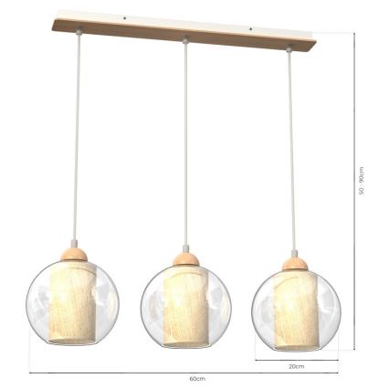 Chandelier on a string TELA 3xE27/60W/230V