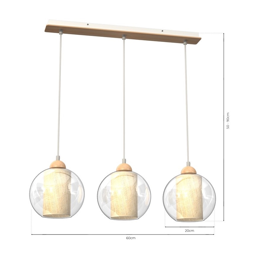 Chandelier on a string TELA 3xE27/60W/230V