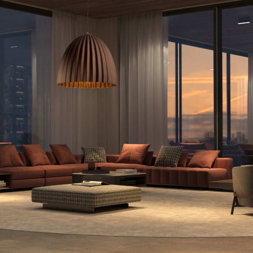 Chandelier on a string TELMA 1xE27/60W/230V d. 50 cm brown/gold