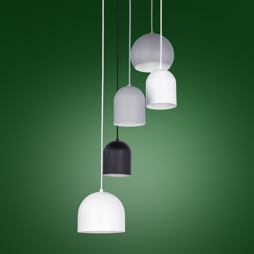 Chandelier on a string TEMPRE 5xE27/15W/230V white/grey/black