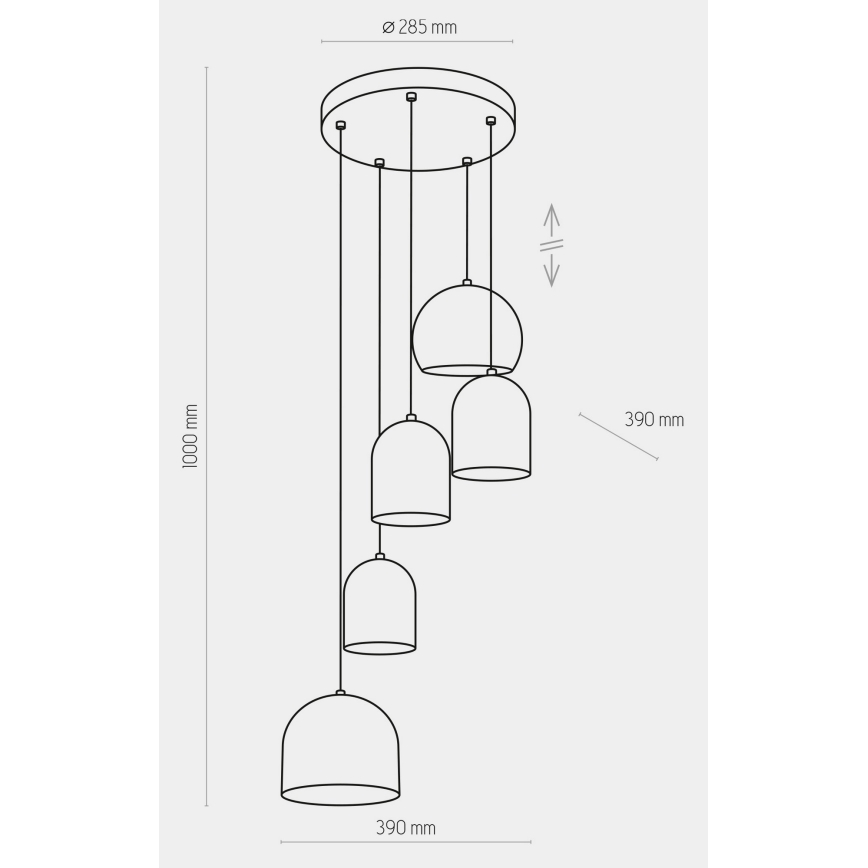 Chandelier on a string TEMPRE 5xE27/15W/230V white/grey/black