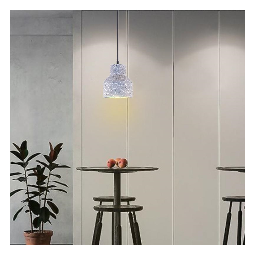 Chandelier on a string TERRAZZO 1xE27/60W/230V d. 12 cm grey
