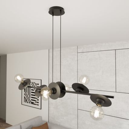 Chandelier on a string TOKEN 6xE27/15W/230V black
