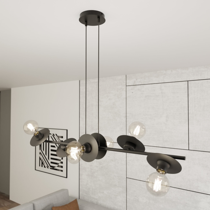 Chandelier on a string TOKEN 6xE27/15W/230V black