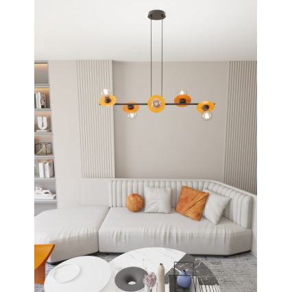 Chandelier on a string TOKEN 6xE27/15W/230V orange