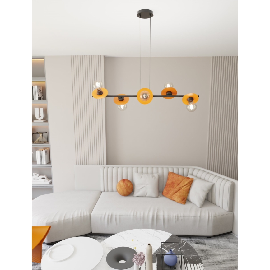 Chandelier on a string TOKEN 6xE27/15W/230V orange