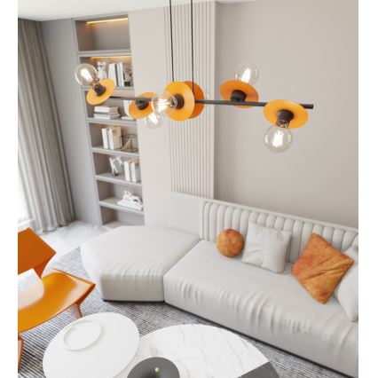 Chandelier on a string TOKEN 6xE27/15W/230V orange