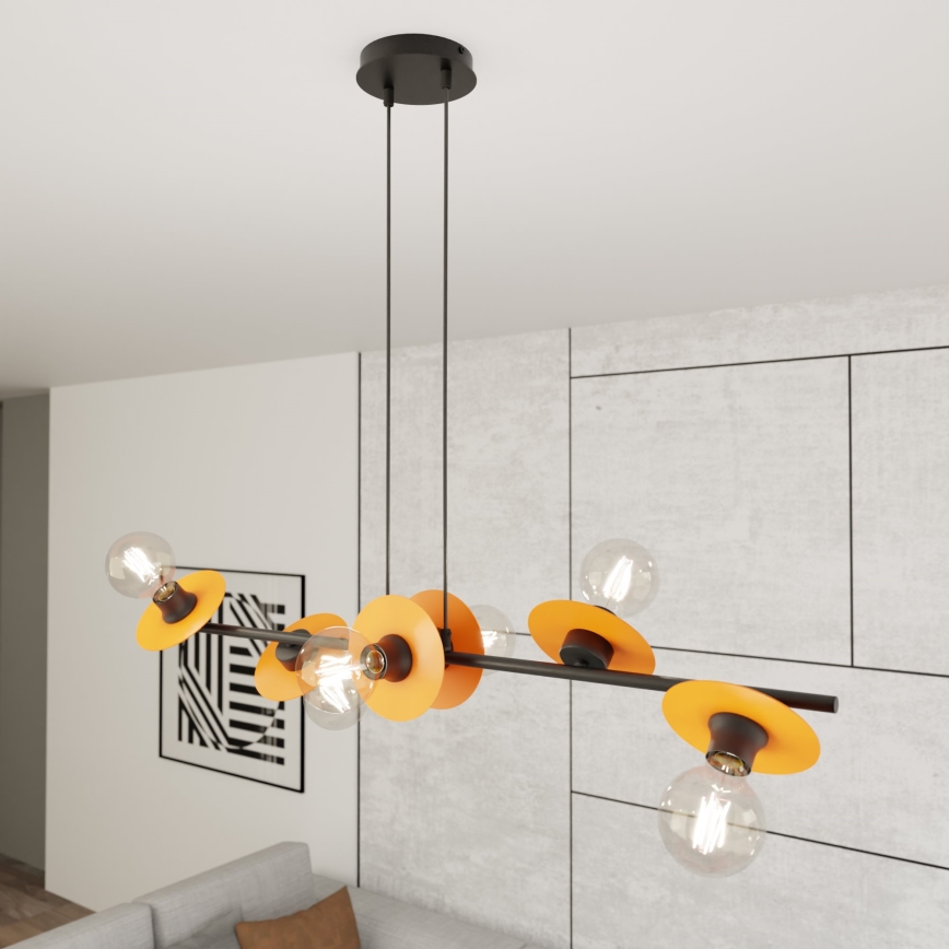 Chandelier on a string TOKEN 6xE27/15W/230V orange