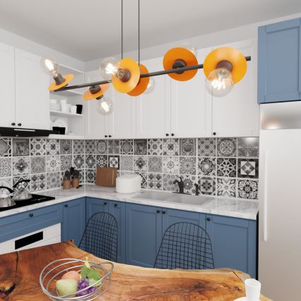 Chandelier on a string TOKEN 6xE27/15W/230V orange