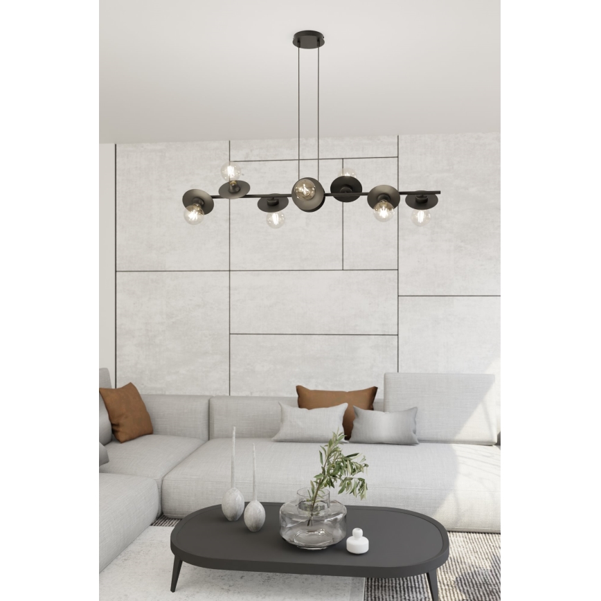 Chandelier on a string TOKEN 8xE27/15W/230V black