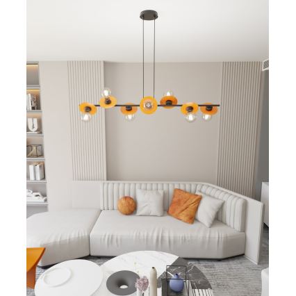 Chandelier on a string TOKEN 8xE27/15W/230V orange