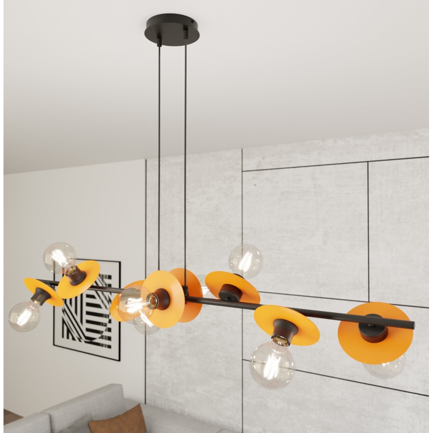 Chandelier on a string TOKEN 8xE27/15W/230V orange