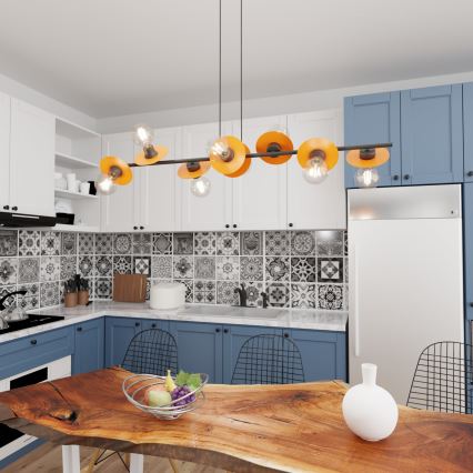 Chandelier on a string TOKEN 8xE27/15W/230V orange