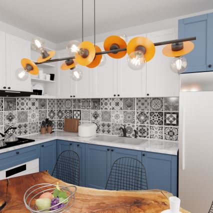 Chandelier on a string TOKEN 8xE27/15W/230V orange