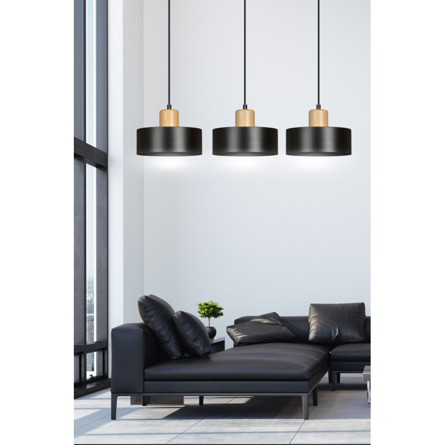 Chandelier on a string TORIN 3xE27/15W/230V black