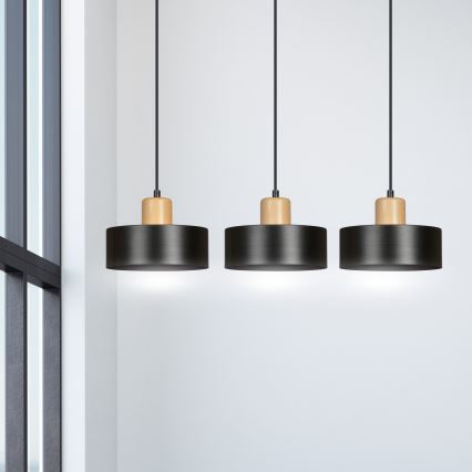 Chandelier on a string TORIN 3xE27/15W/230V black