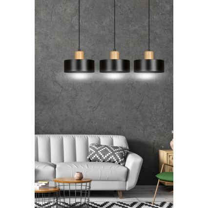 Chandelier on a string TORIN 3xE27/15W/230V black