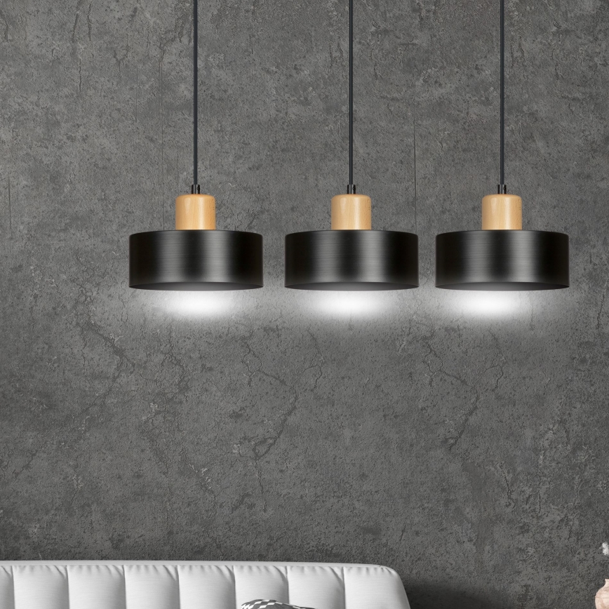 Chandelier on a string TORIN 3xE27/15W/230V black