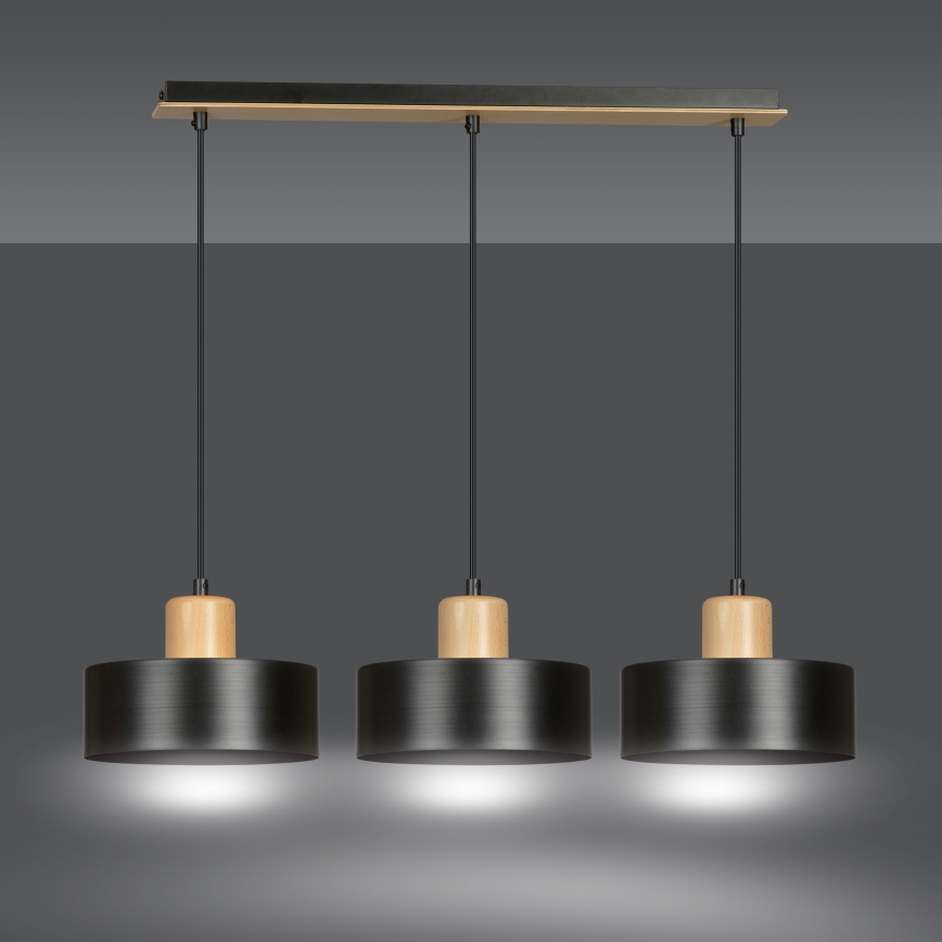 Chandelier on a string TORIN 3xE27/15W/230V black