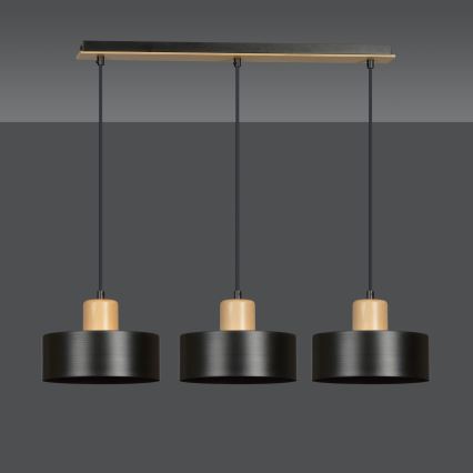 Chandelier on a string TORIN 3xE27/15W/230V black