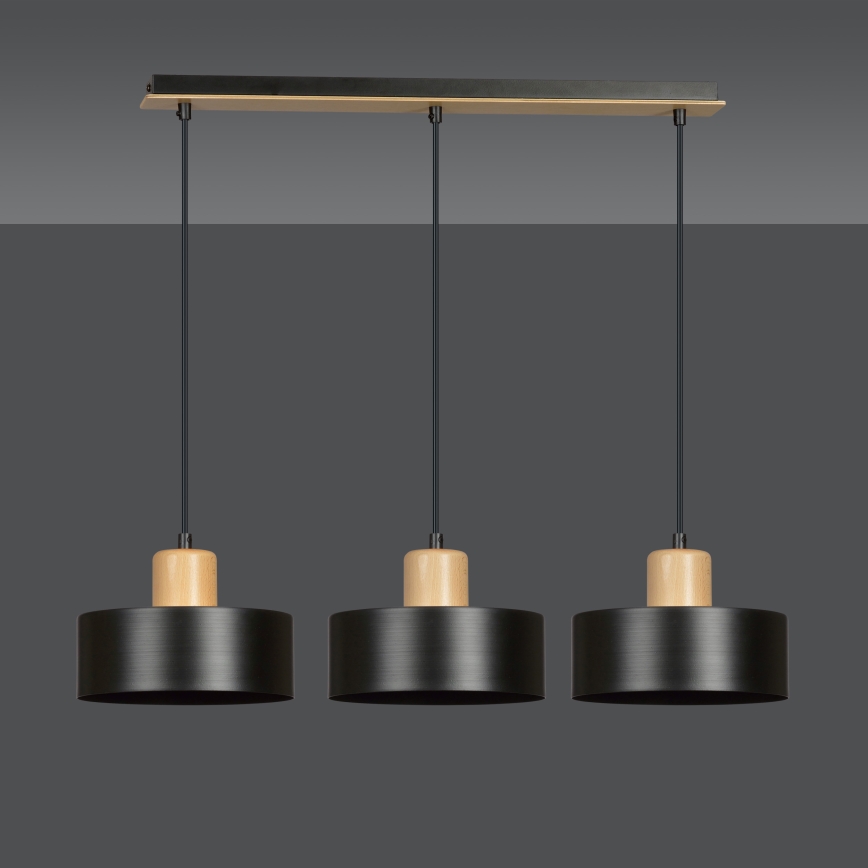 Chandelier on a string TORIN 3xE27/15W/230V black
