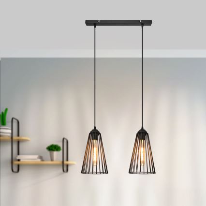 Chandelier on a string TORRI 2xE27/15W/230V black