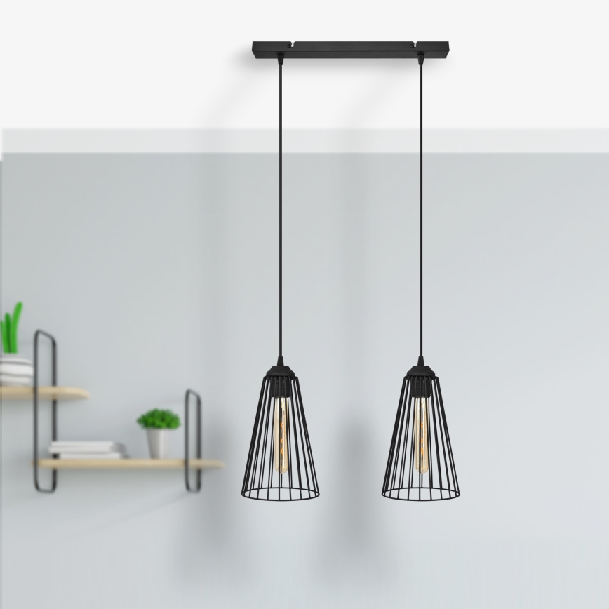 Chandelier on a string TORRI 2xE27/15W/230V black