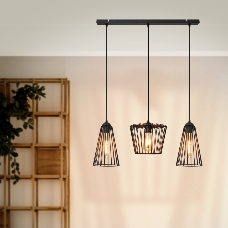 Chandelier on a string TORRI 3xE27/15W/230V black
