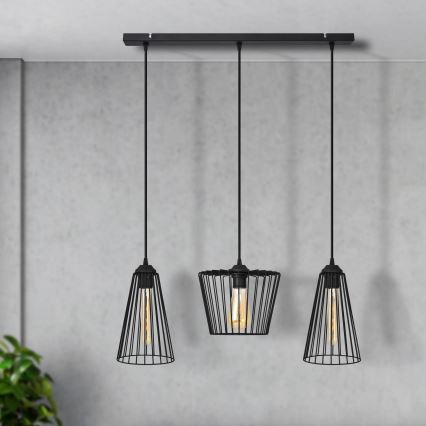 Chandelier on a string TORRI 3xE27/15W/230V black