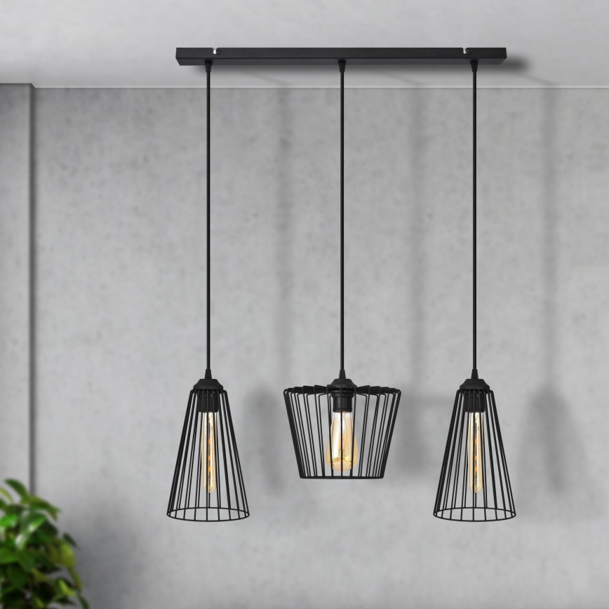 Chandelier on a string TORRI 3xE27/15W/230V black