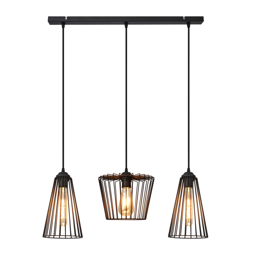 Chandelier on a string TORRI 3xE27/15W/230V black