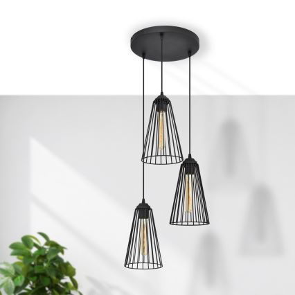 Chandelier on a string TORRI 3xE27/15W/230V black