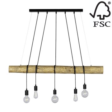 Chandelier on a string TRABO 5xE27/60W/230V pine - FSC certified