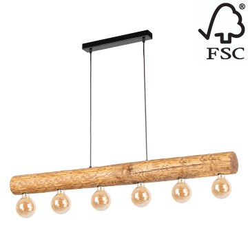 Chandelier on a string TRABO 6xE27/25W/230V oak - FSC certified