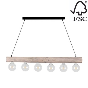 Chandelier on a string TRABO 6xE27/60W/230V pine - FSC certified