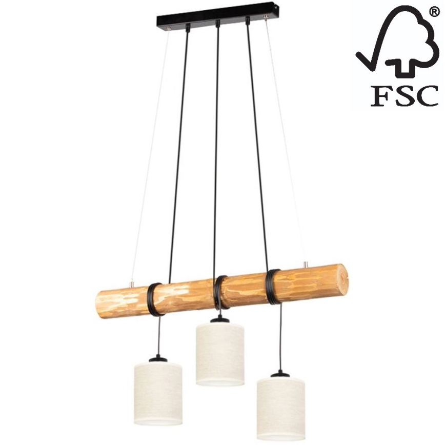Chandelier on a string TRENO 3xE27/25W/230V pine – FSC certified