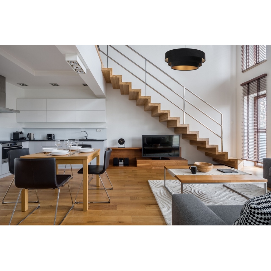 Chandelier on a string TRINITI 1xE27/60W/230V black/gold