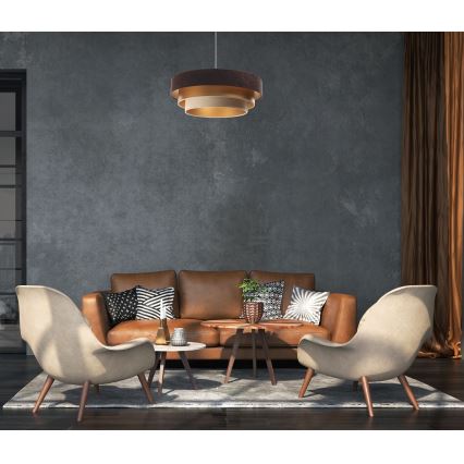 Chandelier on a string TRINITI 1xE27/60W/230V brown/gold/beige