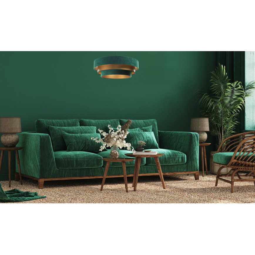 Chandelier on a string TRINITI 1xE27/60W/230V green/gold