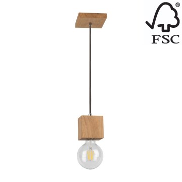 Chandelier on a string TRONGO 1xE27/60W/230V oak - FSC certified
