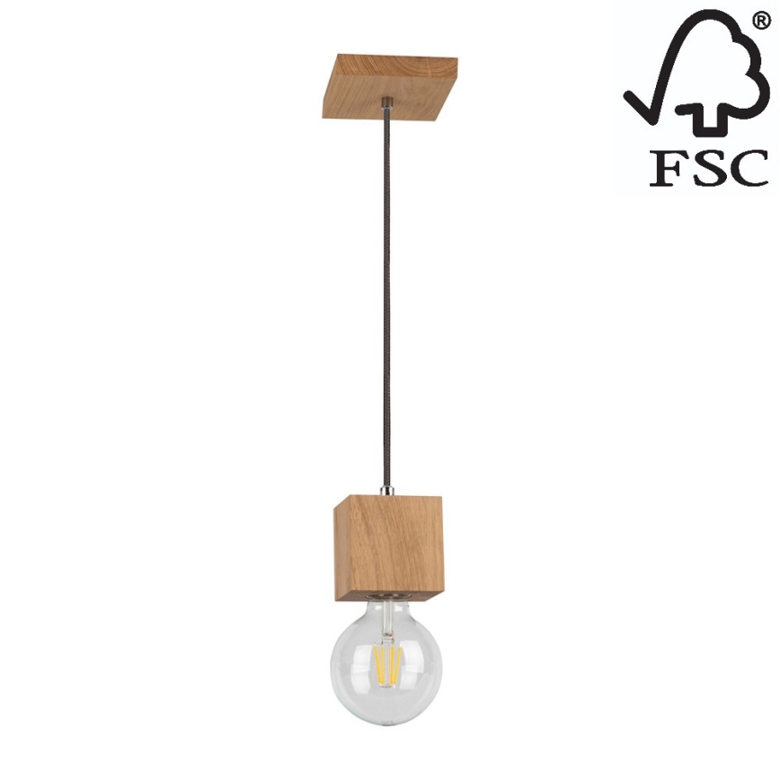 Chandelier on a string TRONGO 1xE27/60W/230V oak - FSC certified